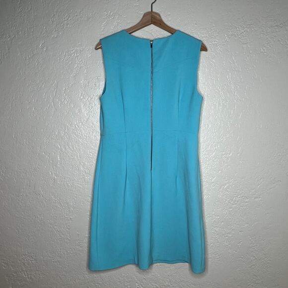 Diane von Furstenberg Carrie Sleeveless Sheath Dress Teal Green Blue Size 12 - Picture 3 of 7